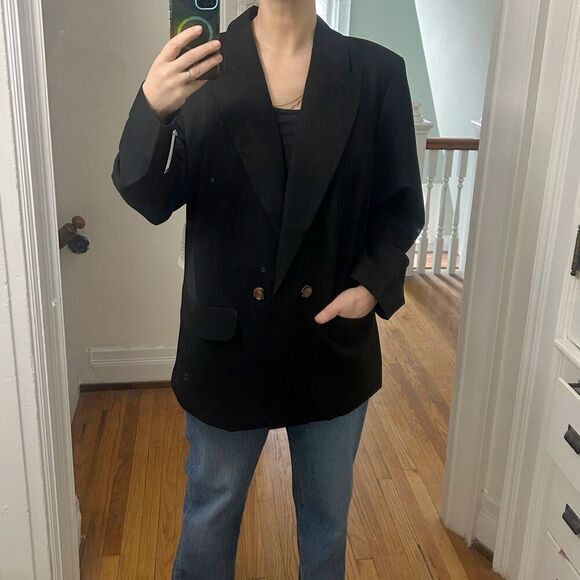 Eloquii Black Blazer Open Front Notched Lapel Size 18 - Picture 3 of 11